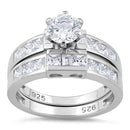 Sterling Silver 2-Piece CZ Engagement Ring