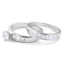 Sterling Silver Clear Round Cut Engagement Set CZ Ring