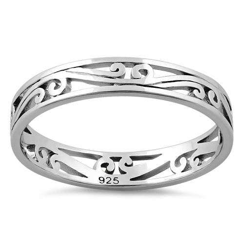 Sterling Silver Curve Lines Ring