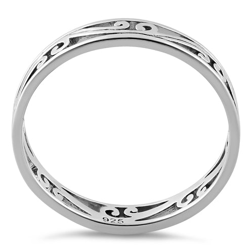 Sterling Silver Curve Lines Ring