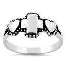 Sterling Silver Double Heart Cross Ring