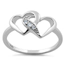 Sterling Silver Double Heart CZ Ring