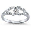 Sterling Silver Double Heart CZ Ring