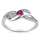 Sterling Silver Elegant Dark Pink CZ Ring