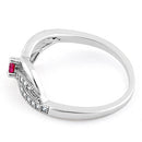 Sterling Silver Elegant Dark Pink CZ Ring