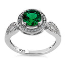 Sterling Silver Emerald CZ Halo Infinity Band Ring