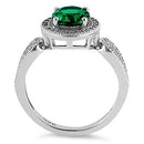 Sterling Silver Emerald CZ Halo Infinity Band Ring