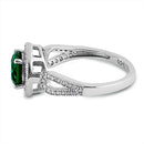 Sterling Silver Emerald CZ Halo Infinity Band Ring
