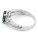 Sterling Silver Emerald Rectangle CZ Ring