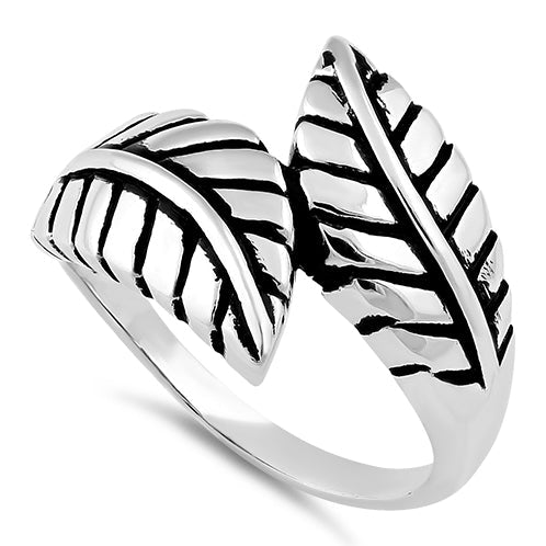 Sterling Silver End to End Leaf Ring