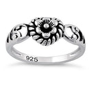 Sterling Silver Flower Heart Ring