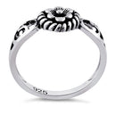 Sterling Silver Flower Heart Ring