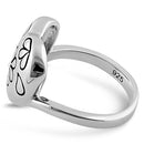 Sterling Silver Flower Leaf Heart Ring
