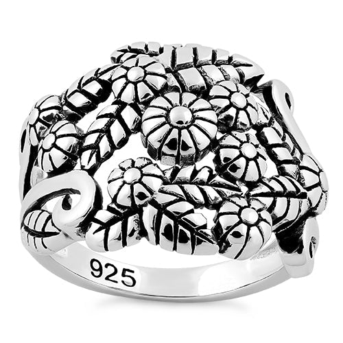 Sterling Silver Flowers Ring