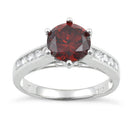 Sterling Silver Garnet Round Cut CZ Ring