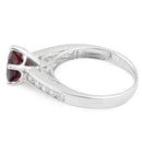 Sterling Silver Garnet Round Cut CZ Ring