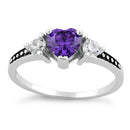 Sterling Silver Heart Purple CZ Ring