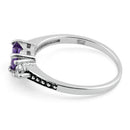 Sterling Silver Heart Purple CZ Ring