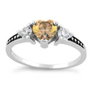 Sterling Silver Heart Champagne CZ Ring