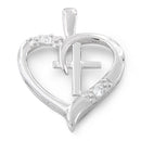 Sterling Silver Heart Cross CZ Pendant
