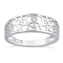 Sterling Silver Heart Filigree Ring