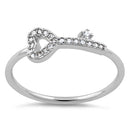 Sterling Silver Heart Key CZ Ring