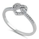 Sterling Silver Heart Knot CZ Ring