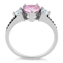 Sterling Silver Heart Pink CZ Ring