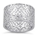 Sterling Silver Hearts Band Ring