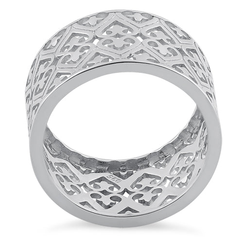 Sterling Silver Hearts Band Ring