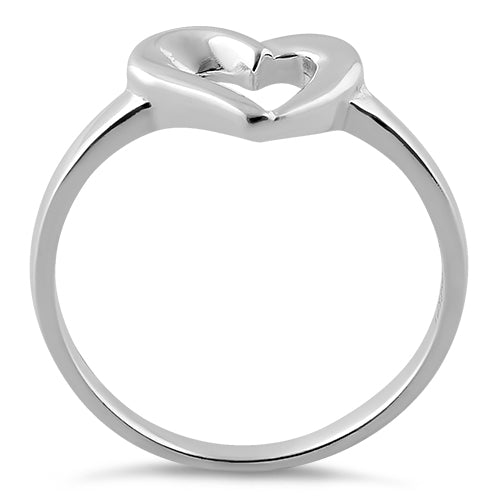 Sterling Silver High Polish Cut Heart Ring