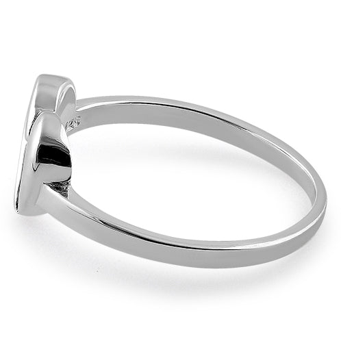 Sterling Silver High Polish Cut Heart Ring