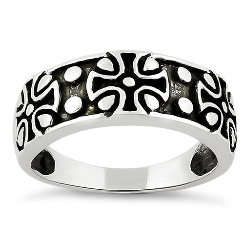 Sterling Silver Iron Cross Band Ring