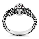Sterling Silver Ladies Red Eyed Skull Ring