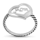 Sterling Silver Mom Heart Ring
