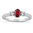 Sterling Silver Oval Cut Garnet CZ Ring