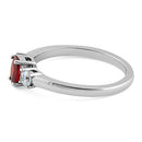 Sterling Silver Oval Cut Garnet CZ Ring