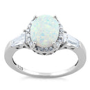 Sterling Silver Oval White Lab Opal CZ Ring
