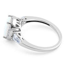 Sterling Silver Oval White Lab Opal CZ Ring