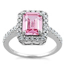 Sterling Silver Pink Halo CZ Ring