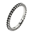 Sterling Silver Plain Silver Striped And Split Design Stackable Ring