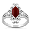 Sterling Silver Red Resin Marquise Ring