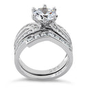 Sterling Silver CZ Engagement Ring Set