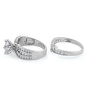 Sterling Silver CZ Engagement Ring Set