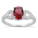 Sterling Silver Ruby Oval Cut CZ Ring