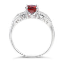 Sterling Silver Ruby Oval Cut CZ Ring