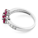 Sterling Silver Ruby Plumeria Flower CZ Ring