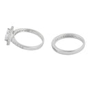 Sterling Silver Square Clear CZ Double Ring