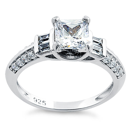 Sterling Silver Square Cut CZ Ring