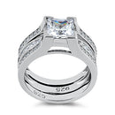 Sterling Silver Princess-Cut 2-Piece CZ Engagement Ring
